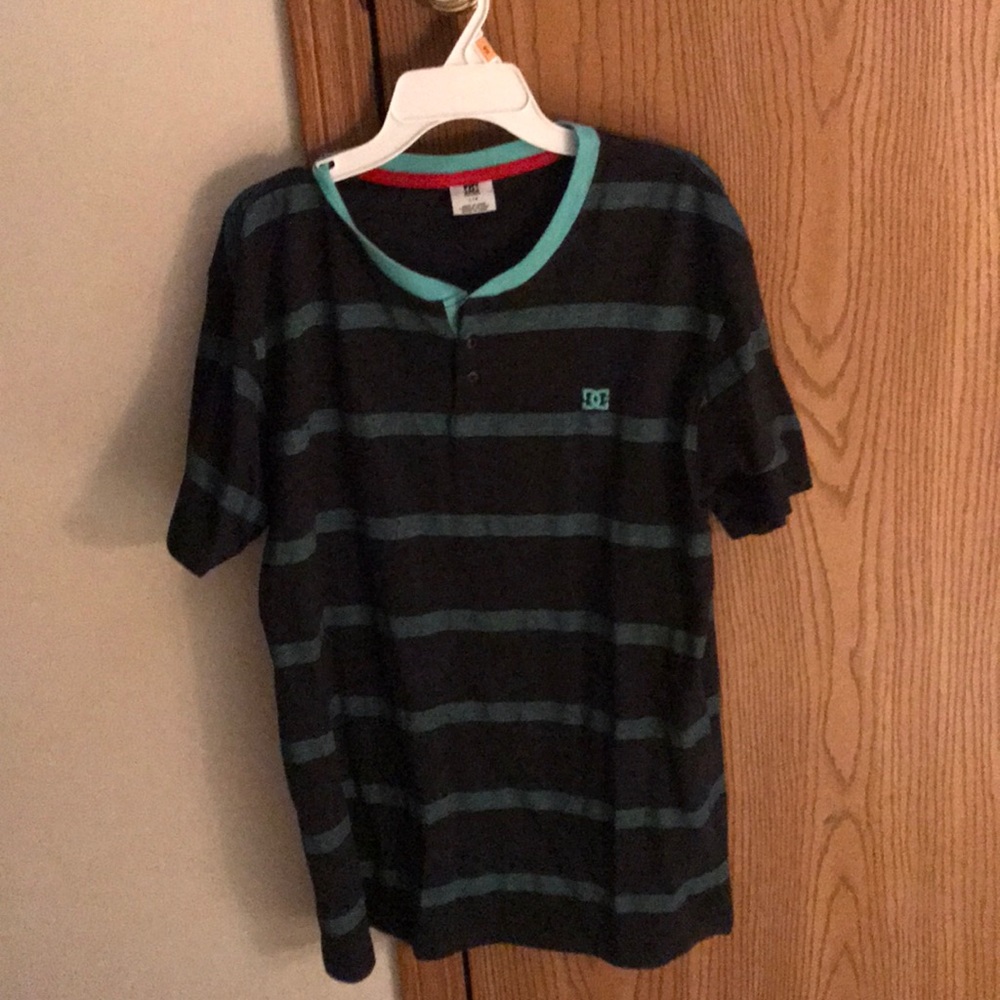 Black tee with lime green strips